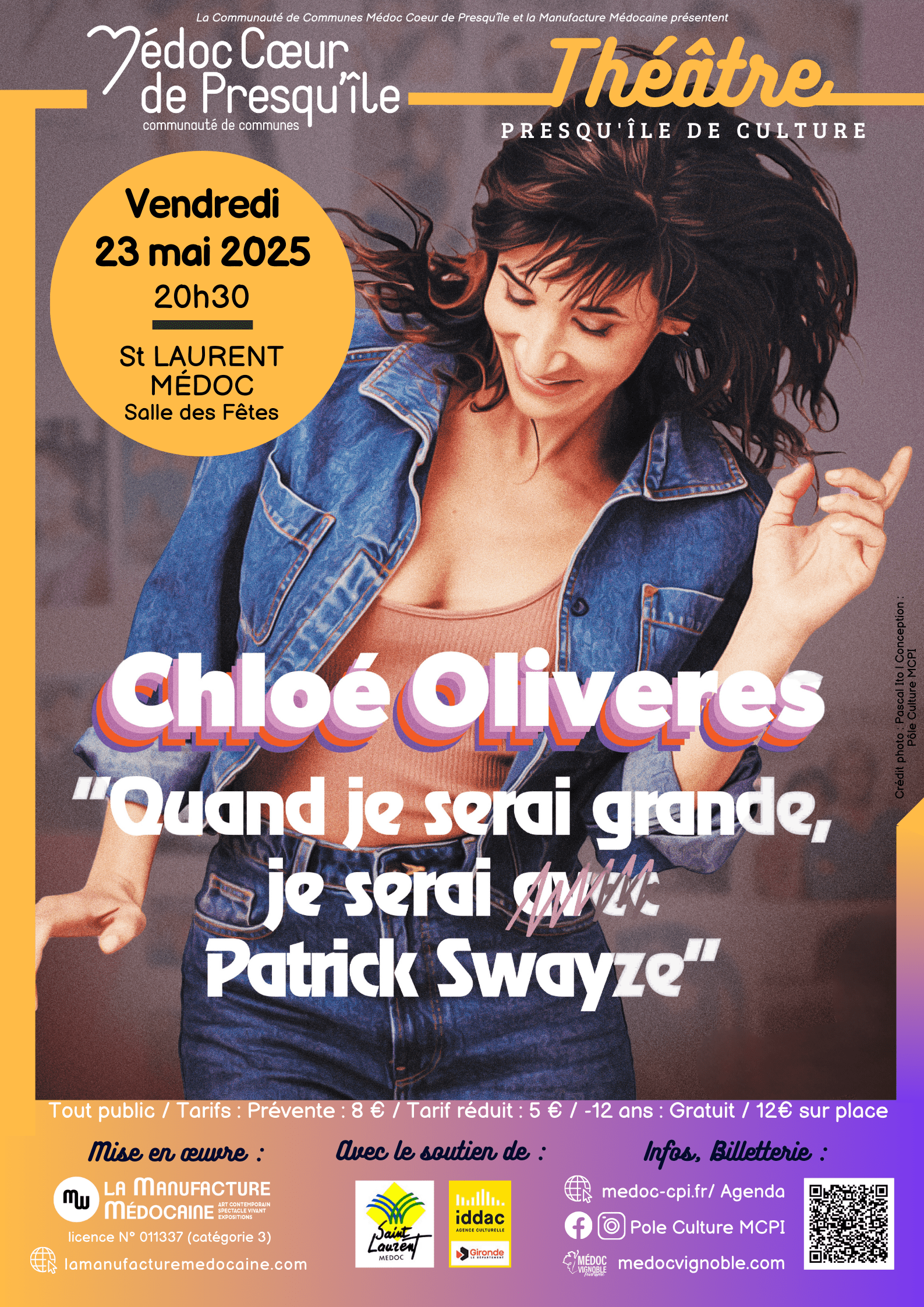 Affiche spectacle Quand je serai grande je serai Patrick Swayze